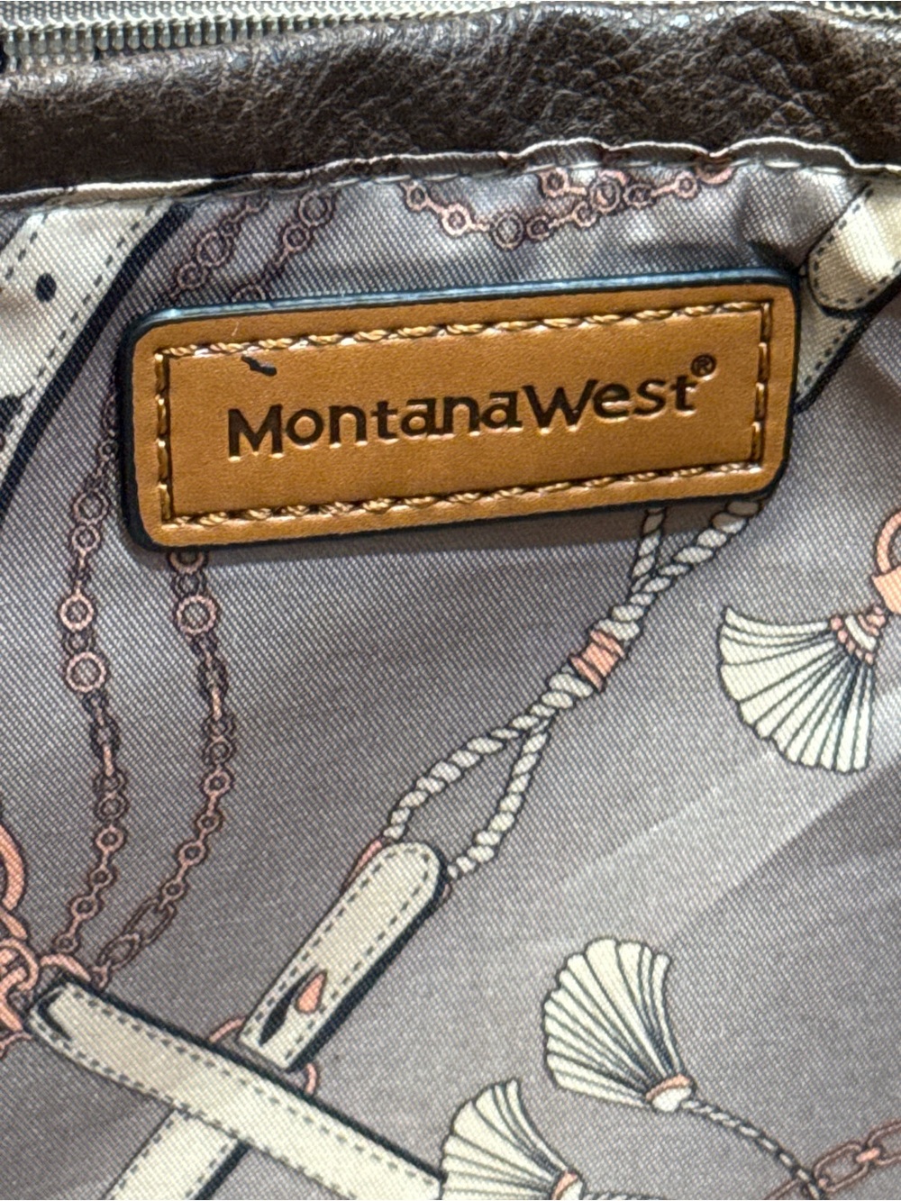 Montana West Brown & Cream Two-Tone Leather Tote - Picture 5 of 5